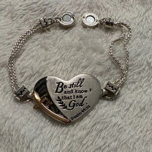 Silver and Gold Heart Bracelet with Inspirational Quote